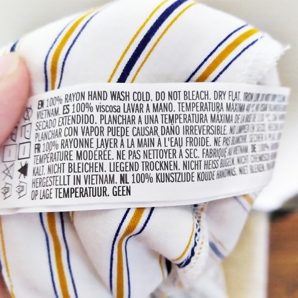 Forever 21 Contemporary Waist Tie Multi Striped White Blue and Yellow Mini Skirt - Picture 6 of 6